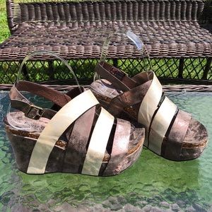 Pierre Dumas platform wedge sling back sandals